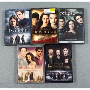 Twilight Complete DVD Lot Movies Twilight New Moon Eclipse Breaking Dawn 1 & 2